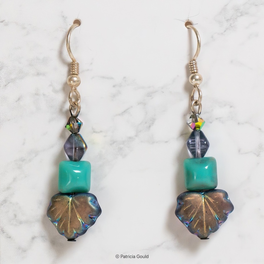 New - EA45 - Earrings - Czech glass beads, Swarovski crystals - one of a kind